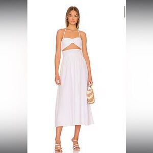 SNDYS white halter midi dress